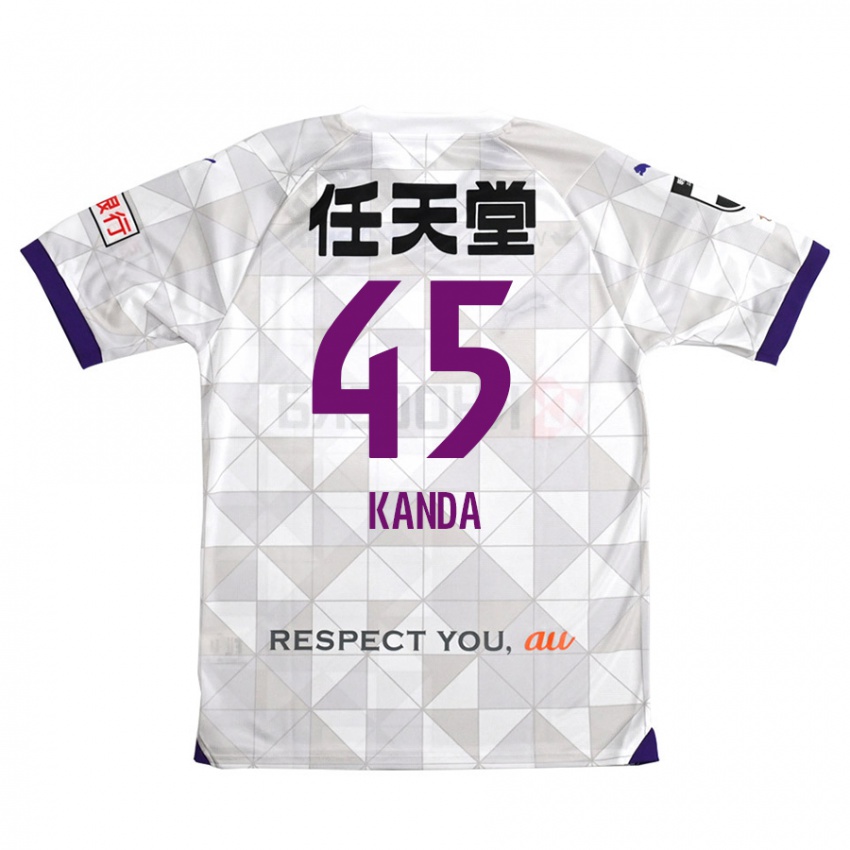 Kinderen Kotaro Kanda #45 Wit Paars Uitshirt Uittenue 2024/25 T-Shirt