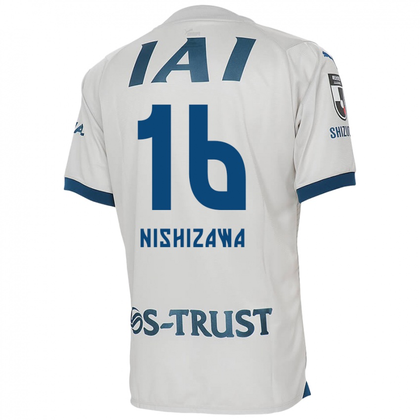 Kinderen Kenta Nishizawa #16 Wit Blauw Uitshirt Uittenue 2024/25 T-Shirt