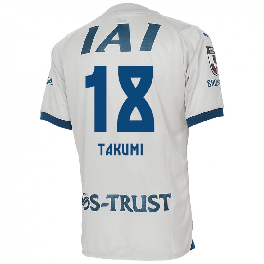 Kinderen Takumi Kato #18 Wit Blauw Uitshirt Uittenue 2024/25 T-Shirt