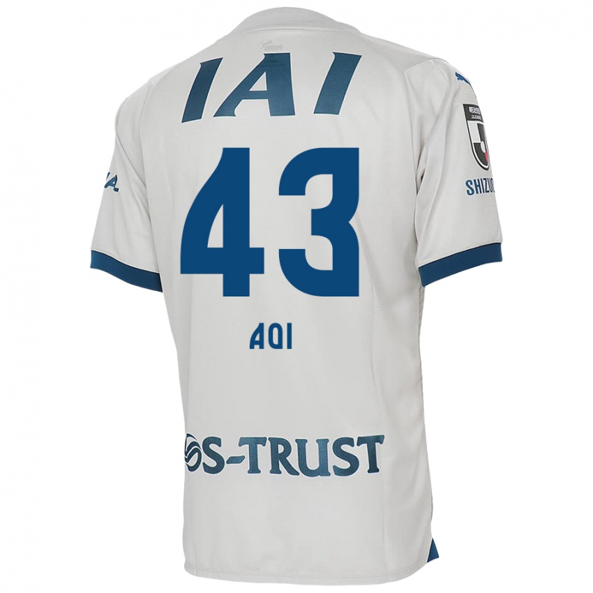 Kinderen Aoi Ando #43 Wit Blauw Uitshirt Uittenue 2024/25 T-Shirt