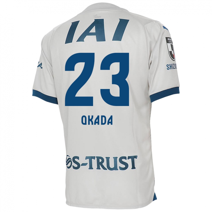 Kinderen Shu Okada #23 Wit Blauw Uitshirt Uittenue 2024/25 T-Shirt