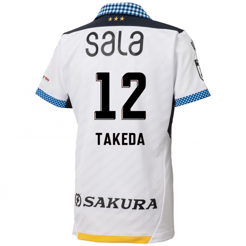 Kinderen Yusei Takeda #12 Wit Zwart Uitshirt Uittenue 2024/25 T-Shirt