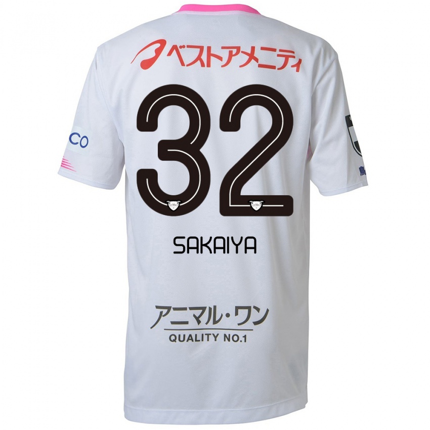 Kinderen Keisuke Sakaiya #32 Wit Blauw Roze Uitshirt Uittenue 2024/25 T-Shirt