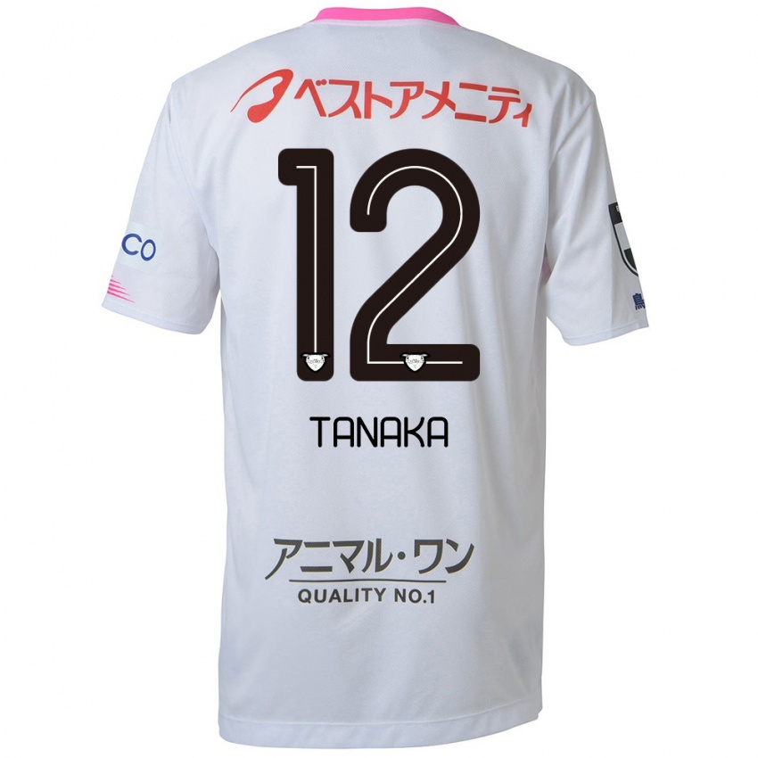 Kinderen Kosei Tanaka #12 Wit Blauw Roze Uitshirt Uittenue 2024/25 T-Shirt