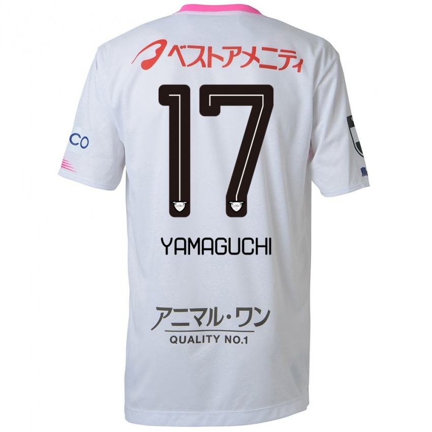 Kinderen Hikaru Yamaguchi #17 Wit Blauw Roze Uitshirt Uittenue 2024/25 T-Shirt