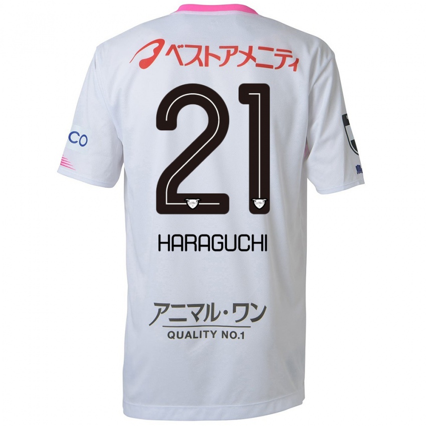 Kinderen Konosuke Haraguchi #21 Wit Blauw Roze Uitshirt Uittenue 2024/25 T-Shirt