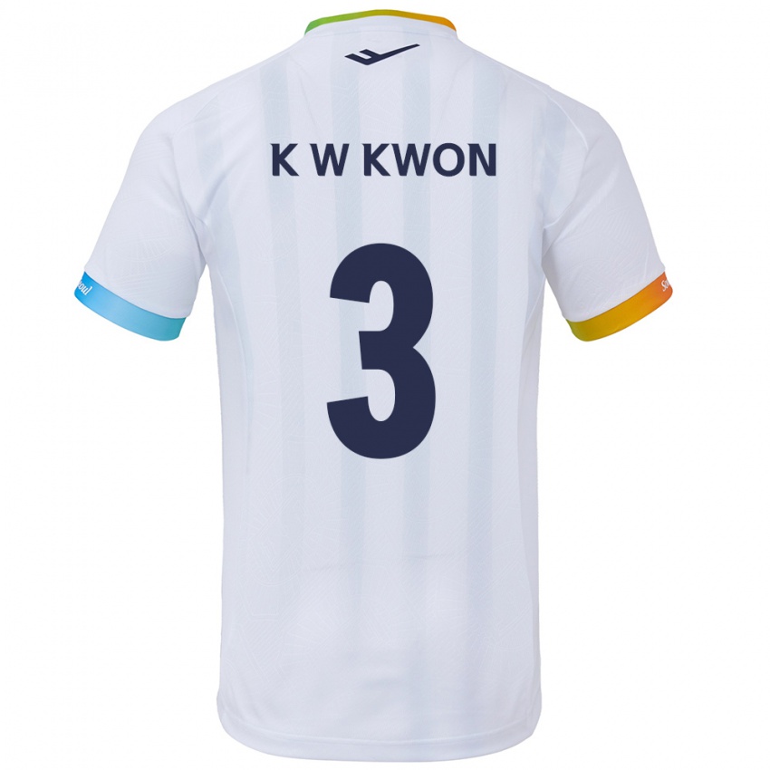 Kinderen Wan-Kyu Kwon #3 Wit Blauw Uitshirt Uittenue 2024/25 T-Shirt