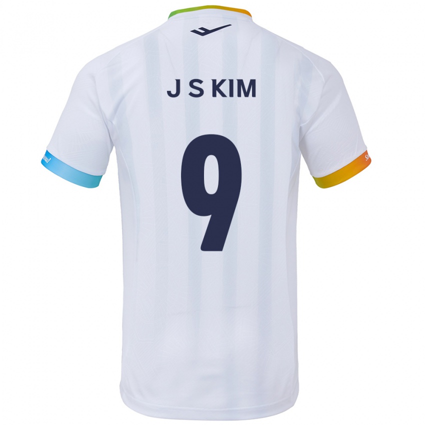 Kinderen Shin-Jin Kim #9 Wit Blauw Uitshirt Uittenue 2024/25 T-Shirt