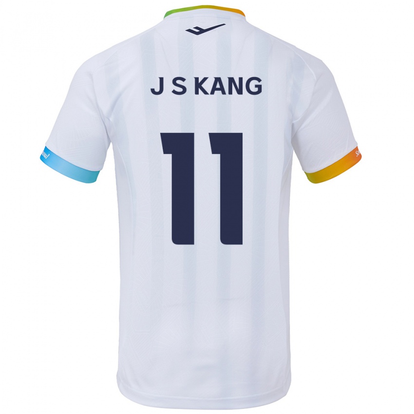 Kinderen Seong-Jin Kang #11 Wit Blauw Uitshirt Uittenue 2024/25 T-Shirt