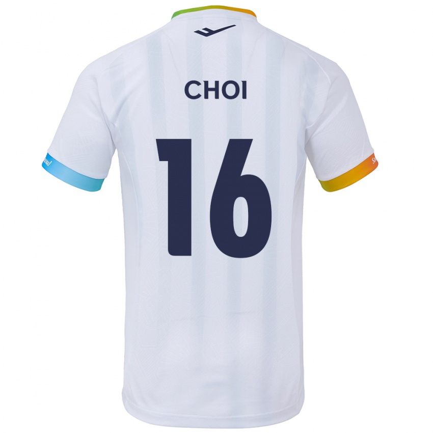 Kinderen Jun Choi #16 Wit Blauw Uitshirt Uittenue 2024/25 T-Shirt