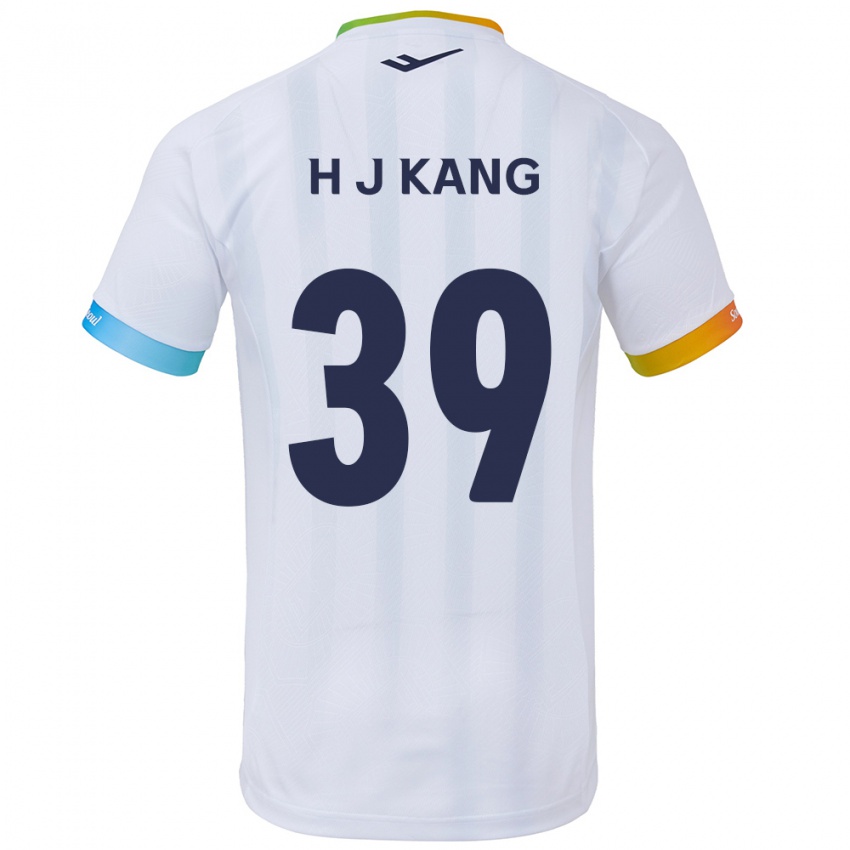 Kinderen Ju-Hyeok Kang #39 Wit Blauw Uitshirt Uittenue 2024/25 T-Shirt