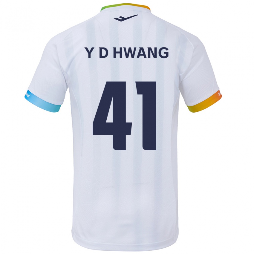 Kinderen Do-Yoon Hwang #41 Wit Blauw Uitshirt Uittenue 2024/25 T-Shirt