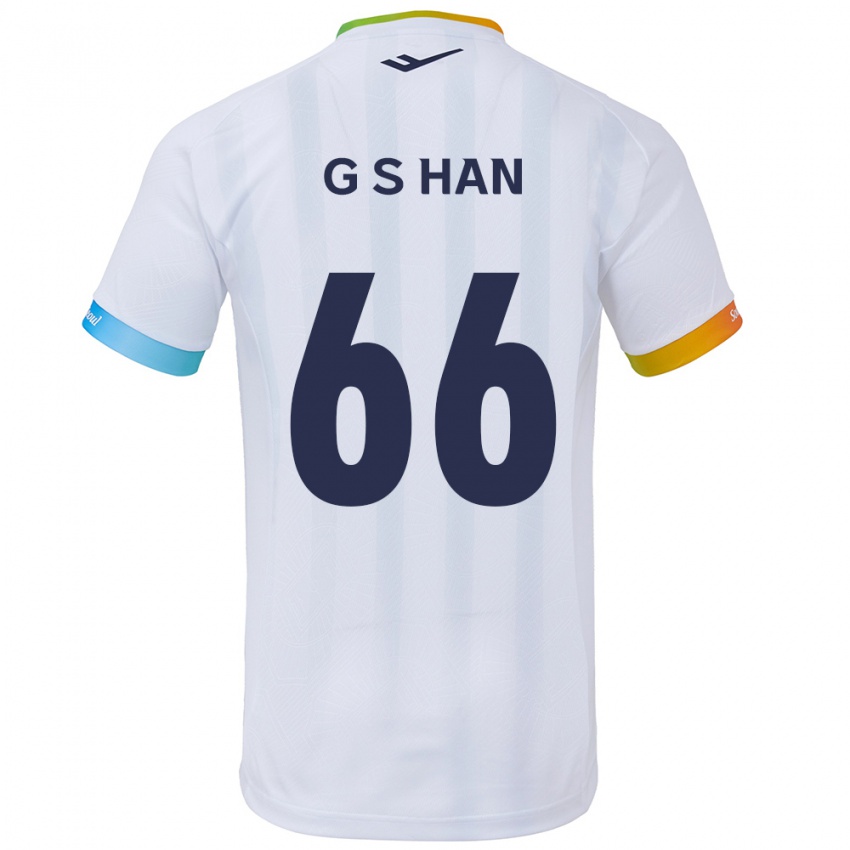 Kinderen Seung-Gyu Han #66 Wit Blauw Uitshirt Uittenue 2024/25 T-Shirt