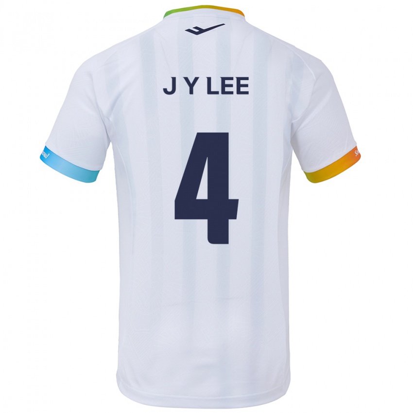 Kinderen Young-Jun Lee #4 Wit Blauw Uitshirt Uittenue 2024/25 T-Shirt