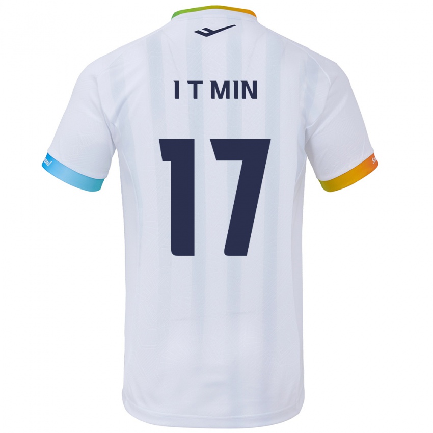 Kinderen Tae-In Min #17 Wit Blauw Uitshirt Uittenue 2024/25 T-Shirt