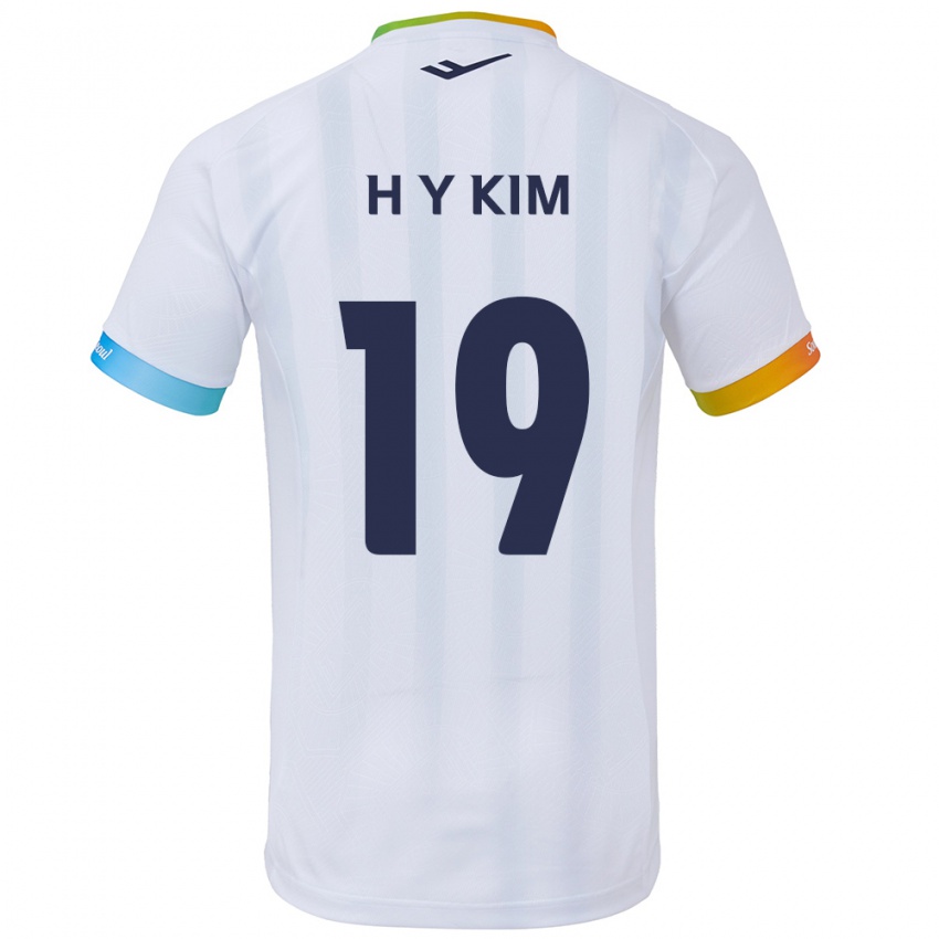 Kinderen Yong-Hyuk Kim #19 Wit Blauw Uitshirt Uittenue 2024/25 T-Shirt