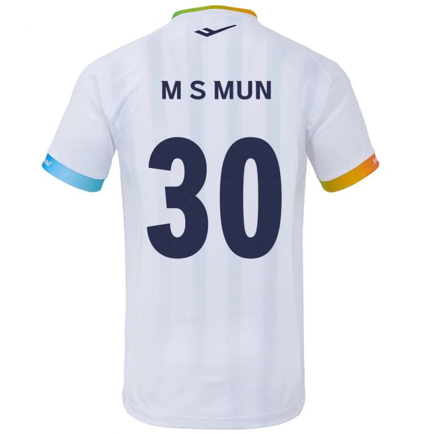 Kinderen Seong-Min Mun #30 Wit Blauw Uitshirt Uittenue 2024/25 T-Shirt