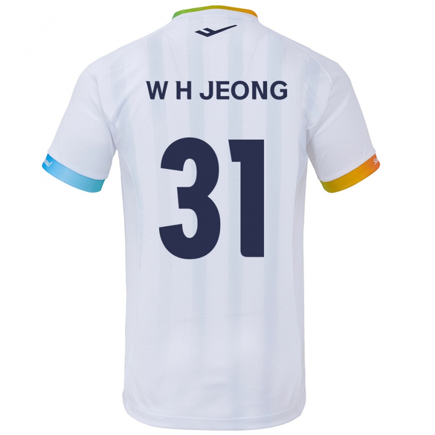 Kinderen Hyun-Woong Jeong #31 Wit Blauw Uitshirt Uittenue 2024/25 T-Shirt