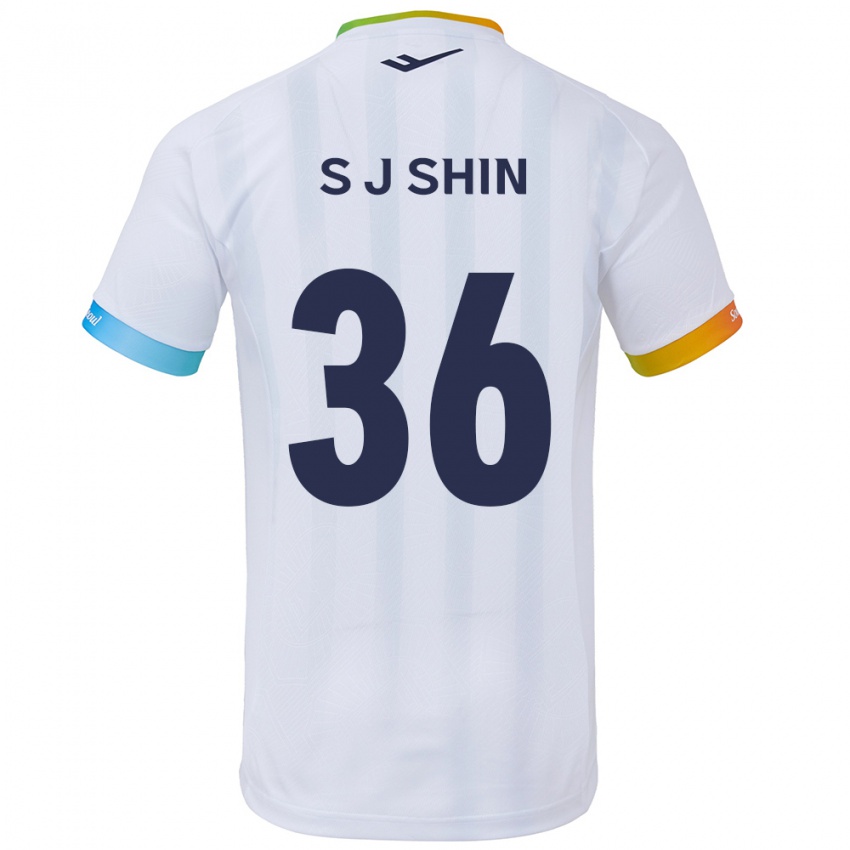 Kinderen Ji-Seop Shin #36 Wit Blauw Uitshirt Uittenue 2024/25 T-Shirt