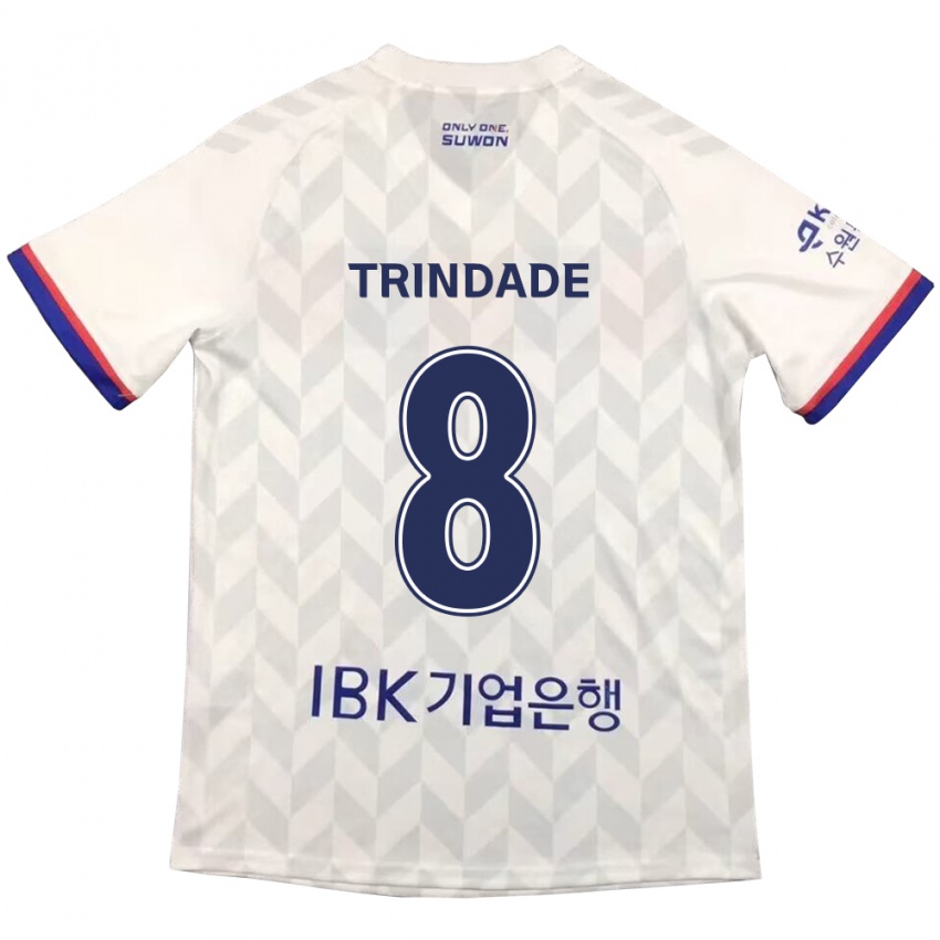 Kinderen Matheus Trindade #8 Wit Blauw Uitshirt Uittenue 2024/25 T-Shirt