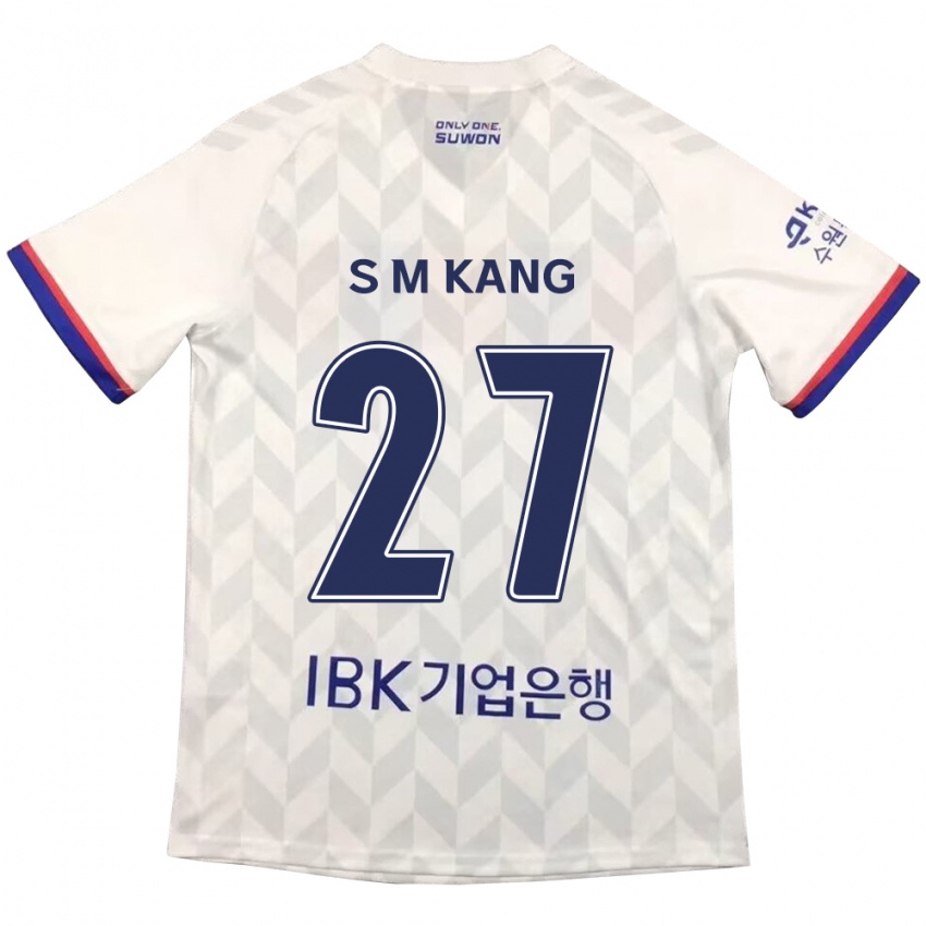 Kinderen Min-Sung Kang #27 Wit Blauw Uitshirt Uittenue 2024/25 T-Shirt