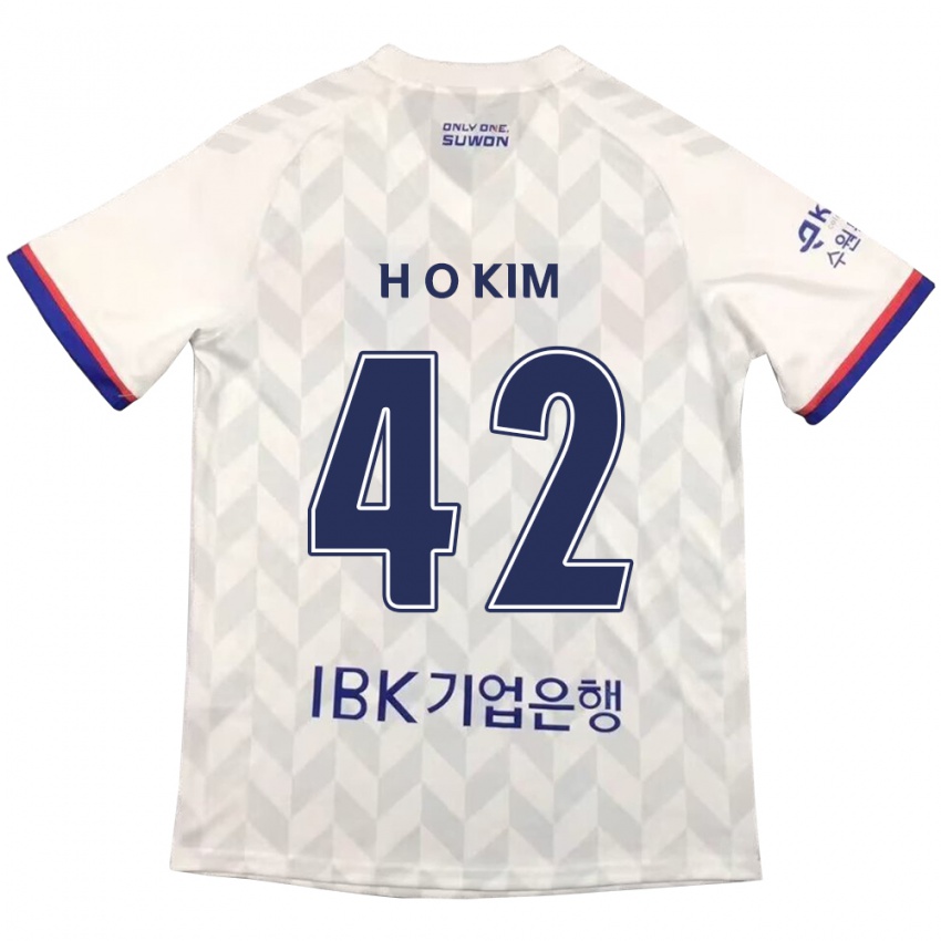 Kinderen One-Hyung Kim #42 Wit Blauw Uitshirt Uittenue 2024/25 T-Shirt