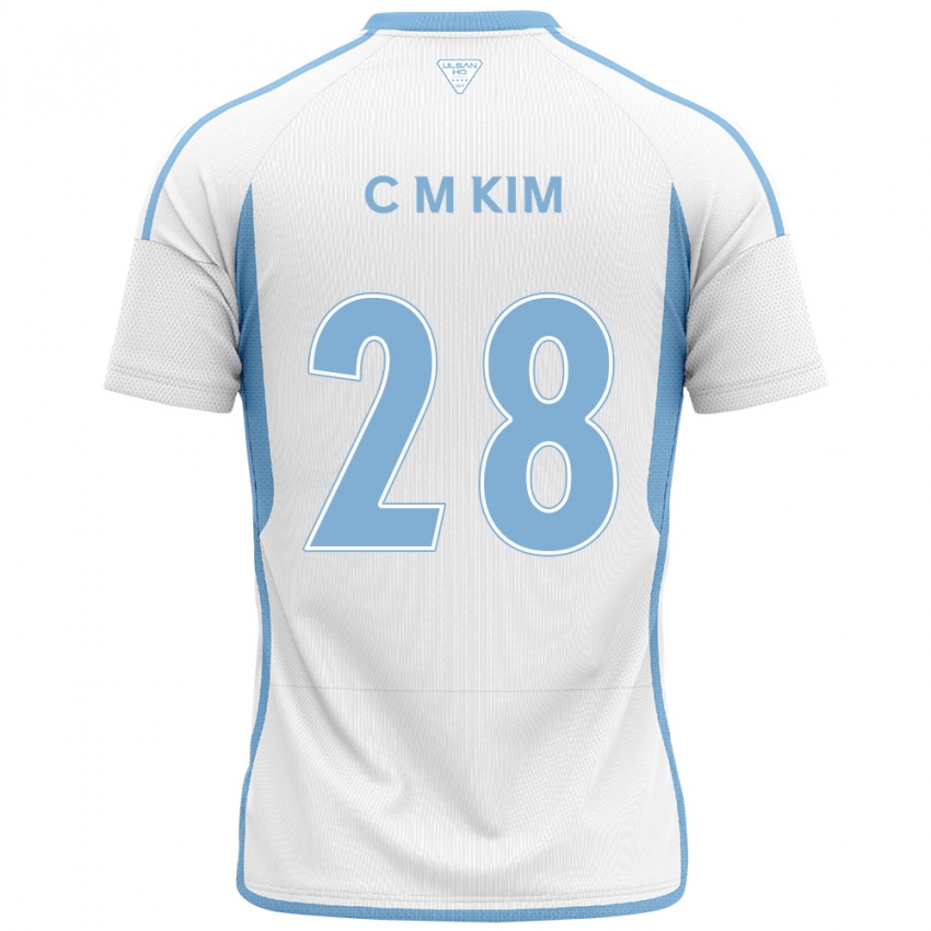 Kinderen Min-Chan Kim #28 Wit Blauw Uitshirt Uittenue 2024/25 T-Shirt