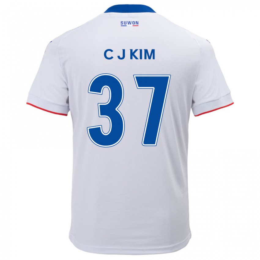 Kinderen Joo-Chan Kim #37 Wit Blauw Uitshirt Uittenue 2024/25 T-Shirt