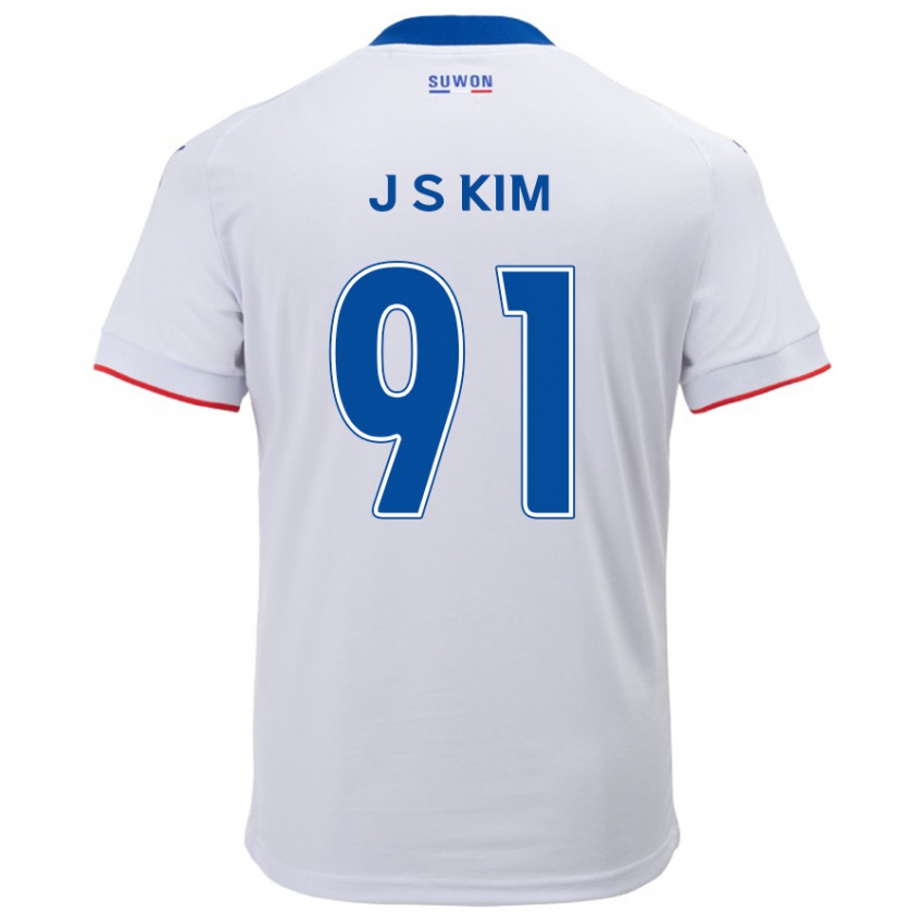 Kinderen Seong-Ju Kim #91 Wit Blauw Uitshirt Uittenue 2024/25 T-Shirt