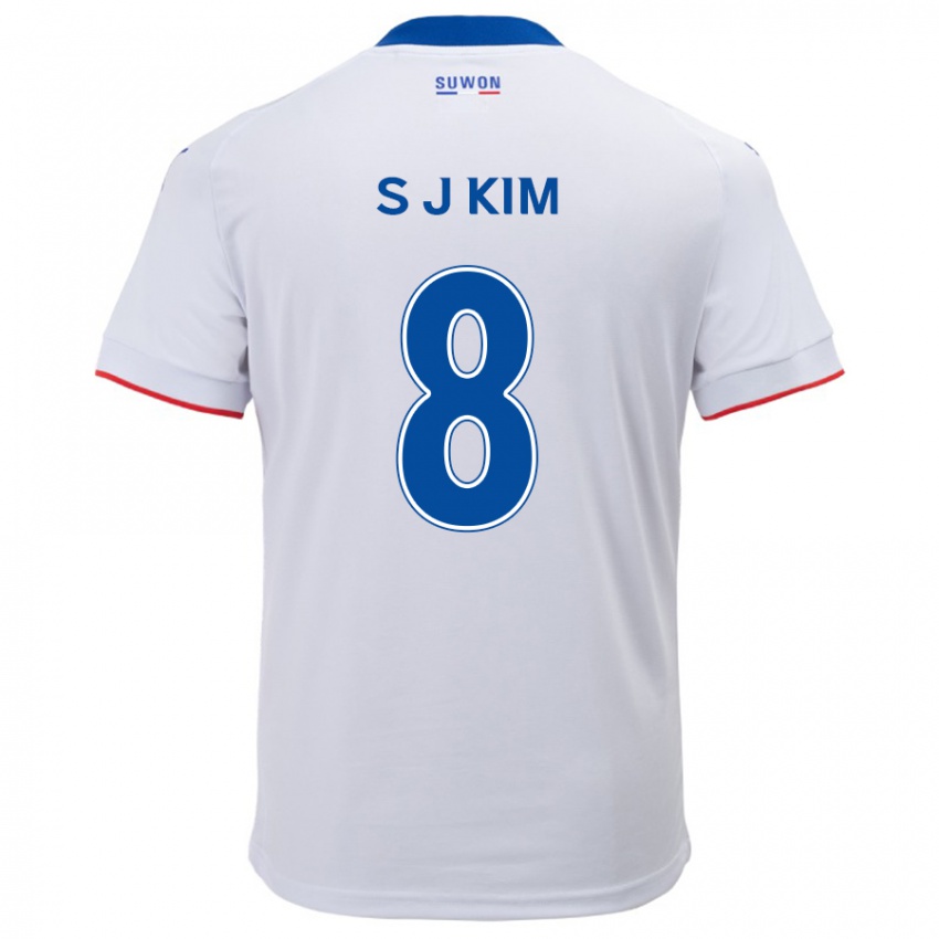 Kinderen Ji-Sung Kim #8 Wit Blauw Uitshirt Uittenue 2024/25 T-Shirt