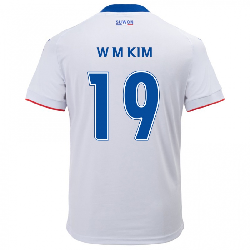 Kinderen Min-Woo Kim #19 Wit Blauw Uitshirt Uittenue 2024/25 T-Shirt