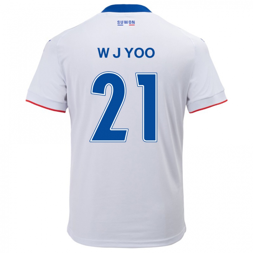 Kinderen Jin-Wook Yoo #21 Wit Blauw Uitshirt Uittenue 2024/25 T-Shirt