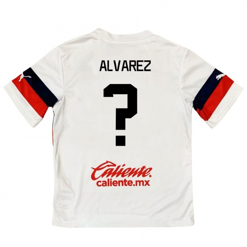 Kinderen Sergio Álvarez #0 Wit Rood Uitshirt Uittenue 2024/25 T-Shirt