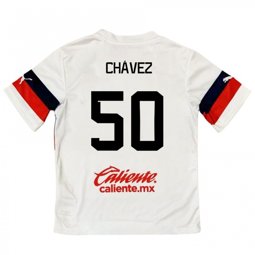 Kinderen Mateo Chávez #50 Wit Rood Uitshirt Uittenue 2024/25 T-Shirt