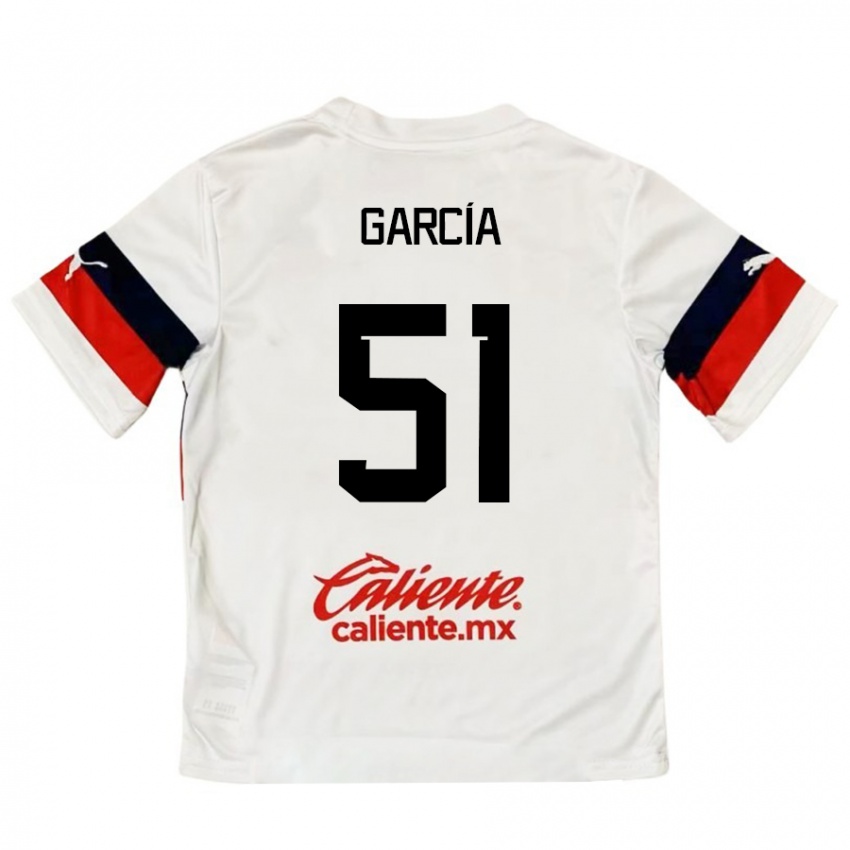 Kinderen Eduardo García #51 Wit Rood Uitshirt Uittenue 2024/25 T-Shirt