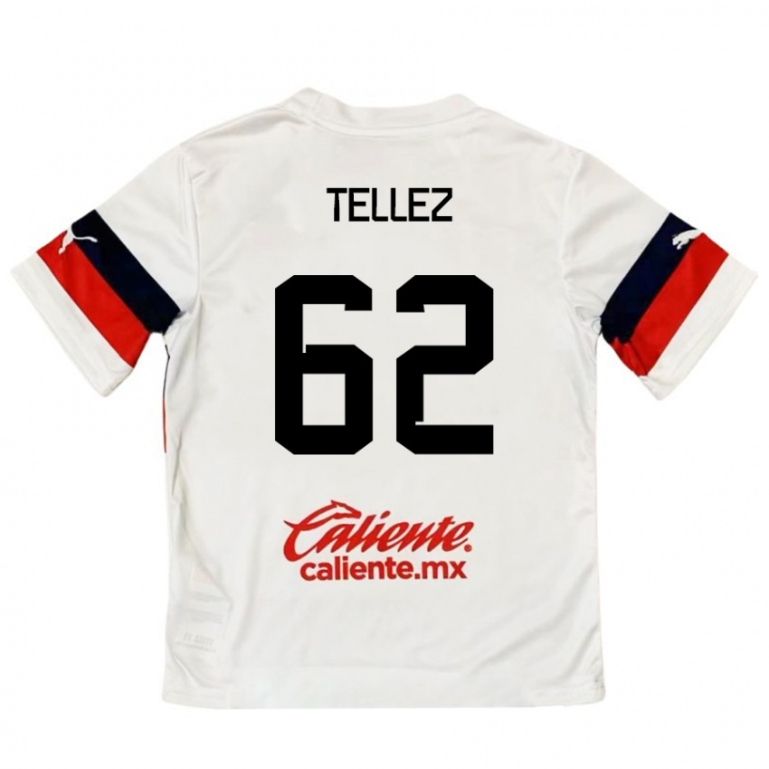 Kinderen Brandon Téllez #62 Wit Rood Uitshirt Uittenue 2024/25 T-Shirt