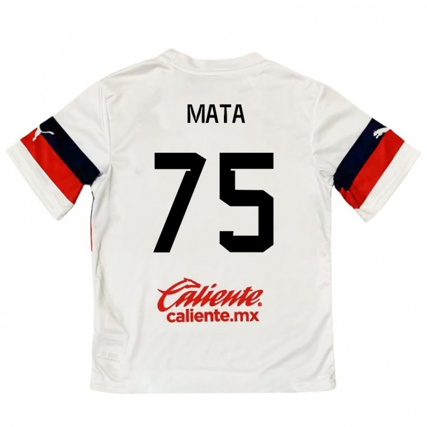 Kinderen Hugo Mata #75 Wit Rood Uitshirt Uittenue 2024/25 T-Shirt