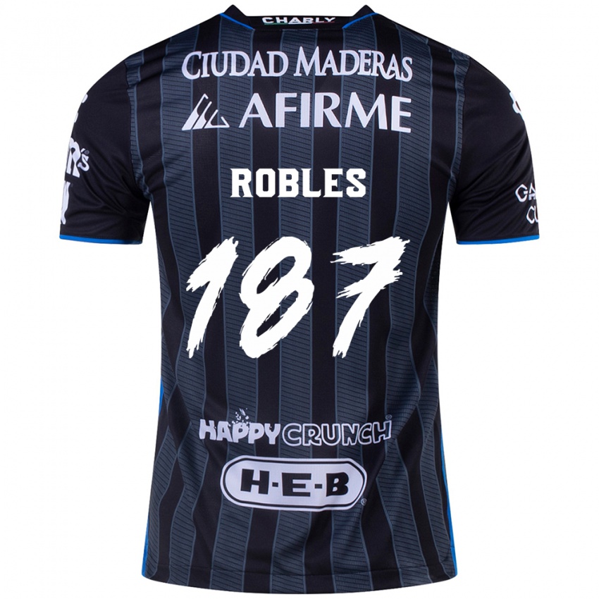 Kinderen Juan Robles #187 Wit Zwart Uitshirt Uittenue 2024/25 T-Shirt