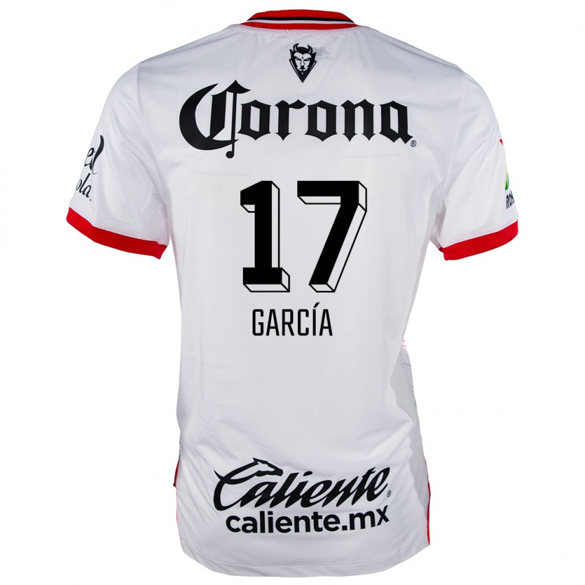 Kinderen Brian García #17 Wit Rood Uitshirt Uittenue 2024/25 T-Shirt