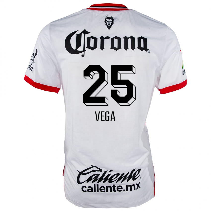 Kinderen Alexis Vega #25 Wit Rood Uitshirt Uittenue 2024/25 T-Shirt