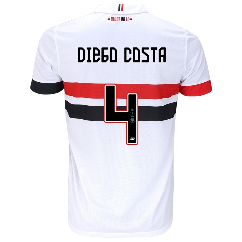 Heren Diego Costa #4 Wit Rood Zwart Thuisshirt Thuistenue 2024/25 T-Shirt