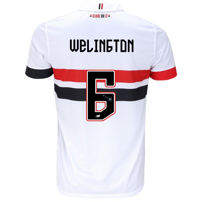 Heren Welington #6 Wit Rood Zwart Thuisshirt Thuistenue 2024/25 T-Shirt