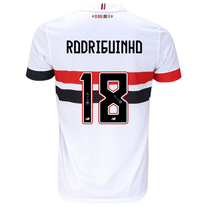 Heren Rodriguinho #18 Wit Rood Zwart Thuisshirt Thuistenue 2024/25 T-Shirt