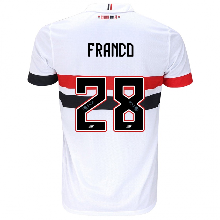 Heren Alan Franco #28 Wit Rood Zwart Thuisshirt Thuistenue 2024/25 T-Shirt