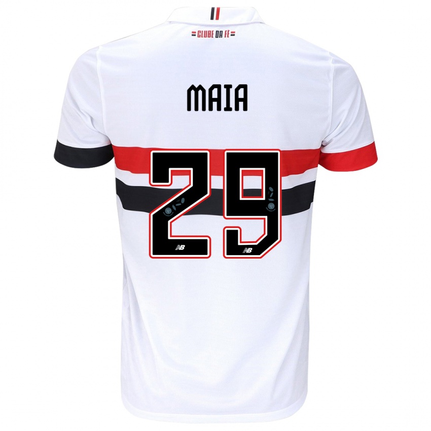 Heren Pablo Maia #29 Wit Rood Zwart Thuisshirt Thuistenue 2024/25 T-Shirt