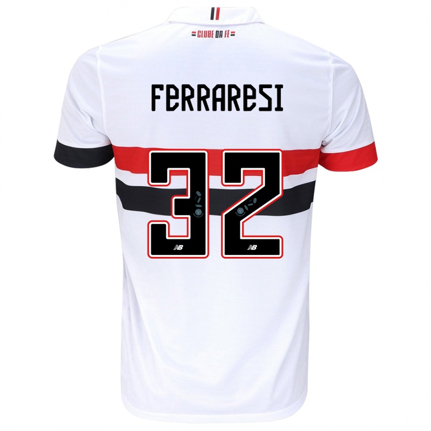 Heren Nahuel Ferraresi #32 Wit Rood Zwart Thuisshirt Thuistenue 2024/25 T-Shirt