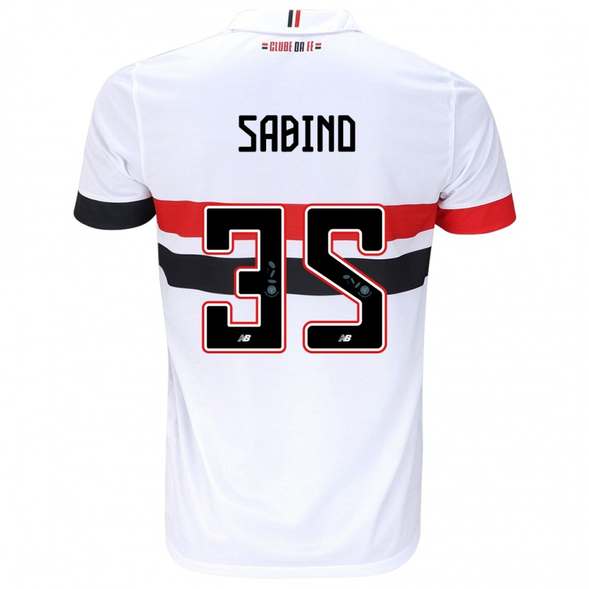 Heren Sabino #35 Wit Rood Zwart Thuisshirt Thuistenue 2024/25 T-Shirt