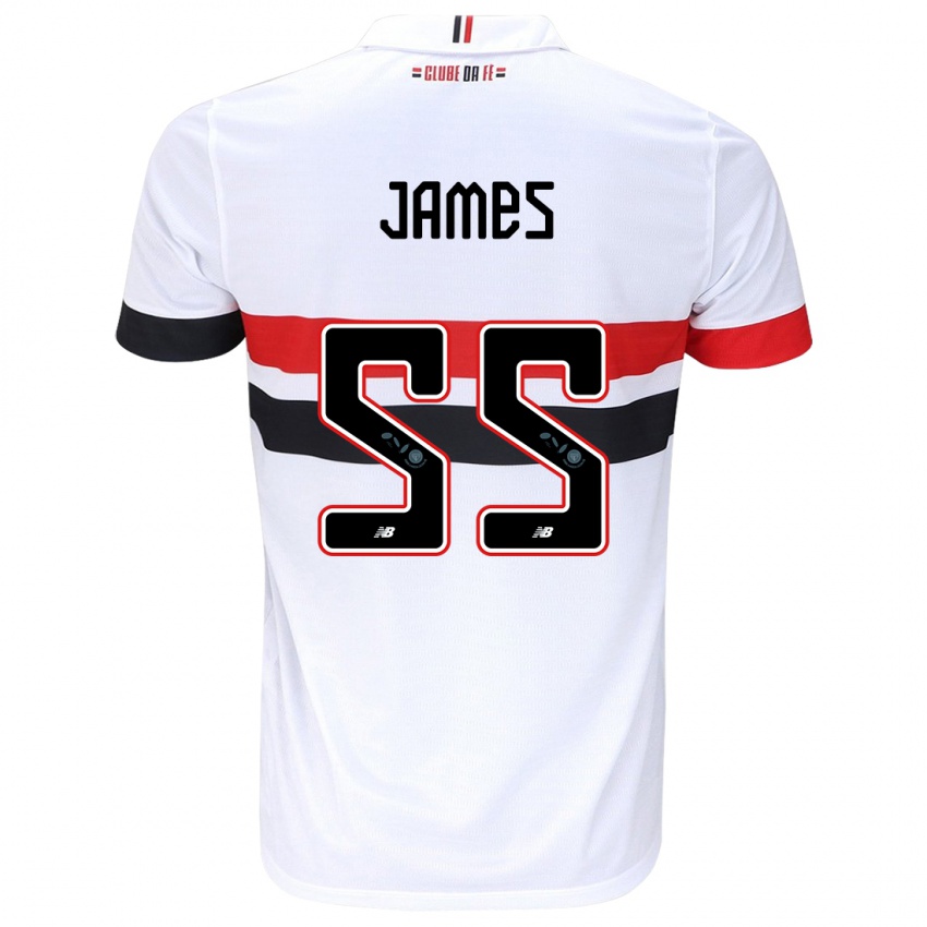 Heren James Rodriguez #55 Wit Rood Zwart Thuisshirt Thuistenue 2024/25 T-Shirt