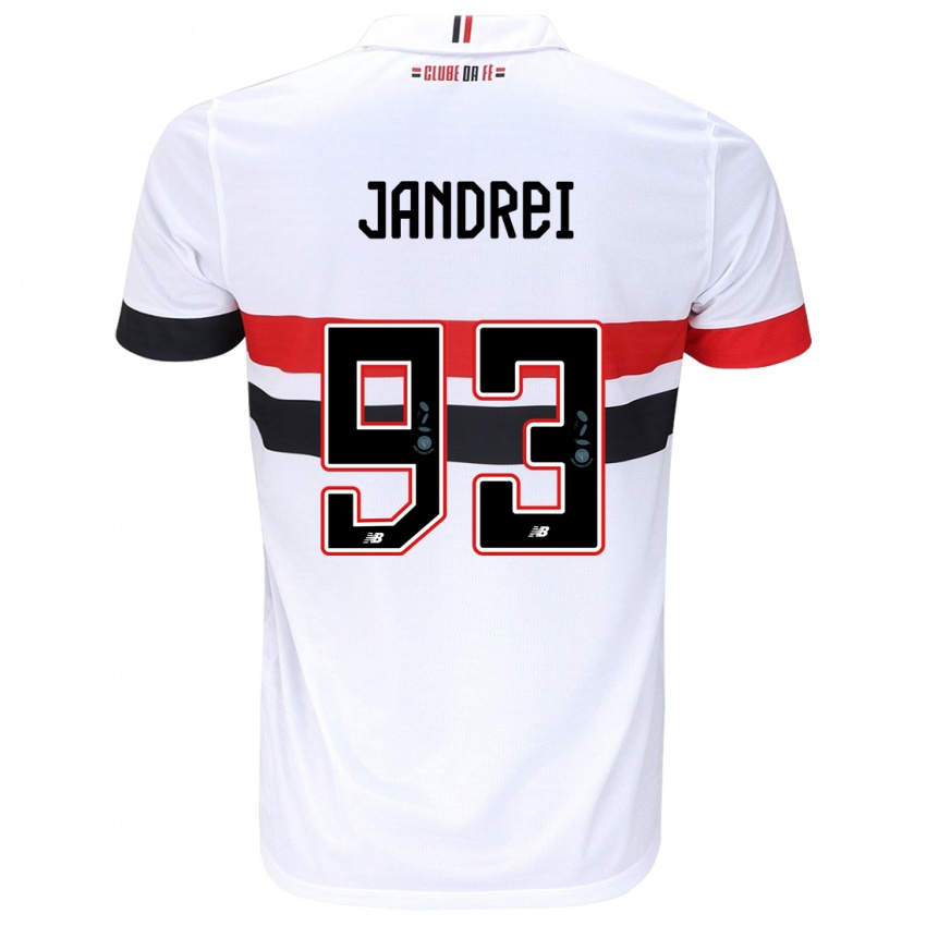 Heren Jandrei #93 Wit Rood Zwart Thuisshirt Thuistenue 2024/25 T-Shirt