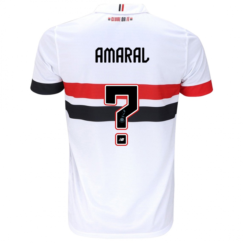 Heren Mateus Amaral #0 Wit Rood Zwart Thuisshirt Thuistenue 2024/25 T-Shirt